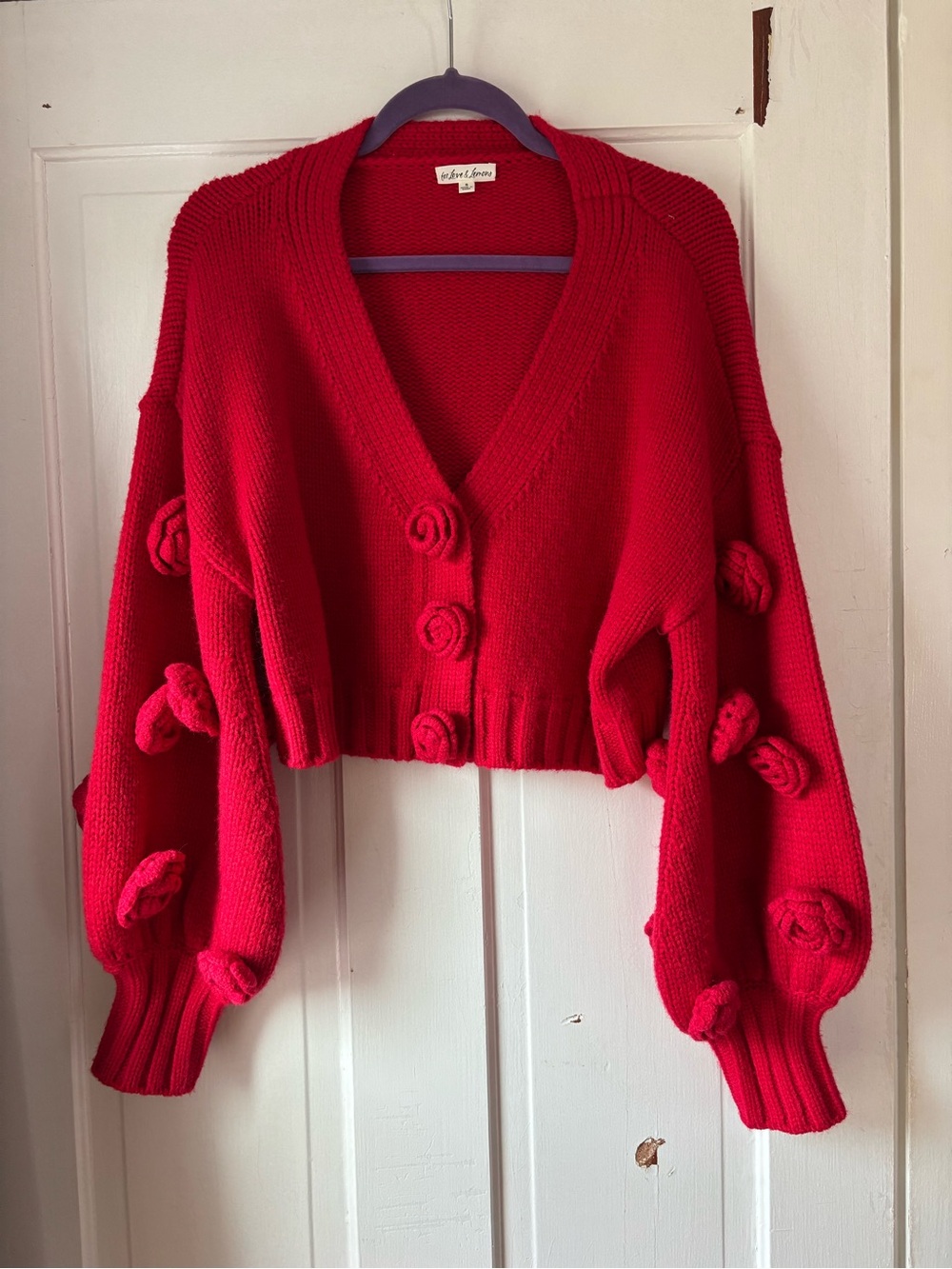 For Love & Lemons Red Rose Scarlett Cardigan